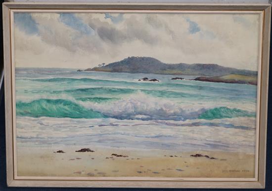 Mabel Rainsford (Exh.1928-1930) Coastal landscape, 14.5 x 21in.